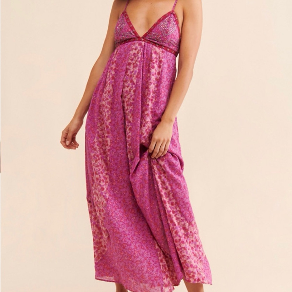 RARE Free People Vintage Pink Floral Maxi Dress
